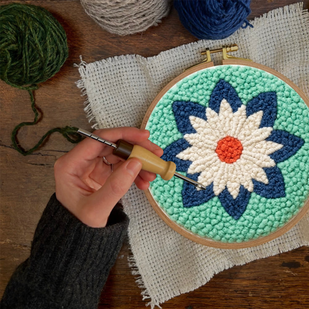 Geometric Art Punch Needle Kit - Diy Craft For Starter | Soft Yarn Ornament - image 5