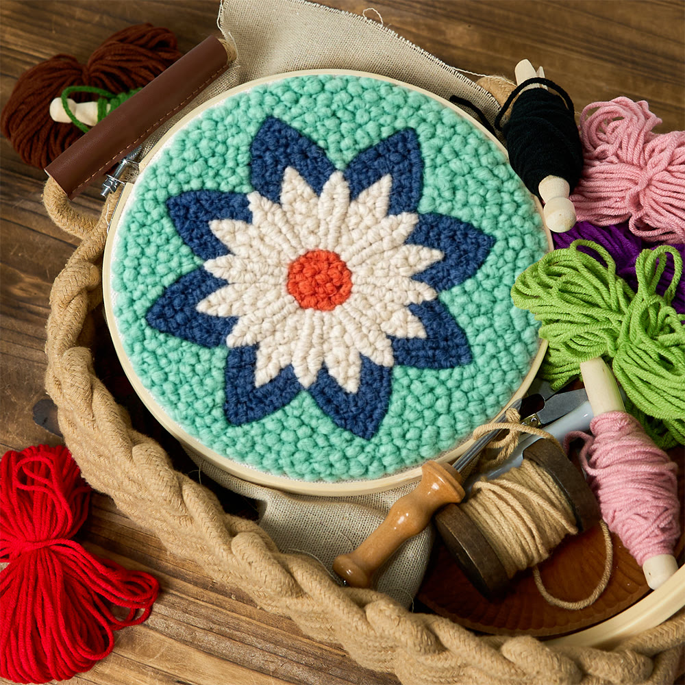 Geometric Art Punch Needle Kit - Diy Craft For Starter | Soft Yarn Ornament - image 2