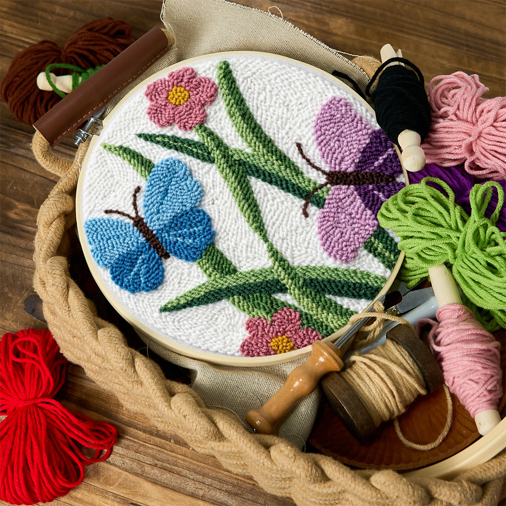 Spring Butterfly Punch Needle Kit - Creative Hoop Art | Thoughtful Handmade Gift  - image 2