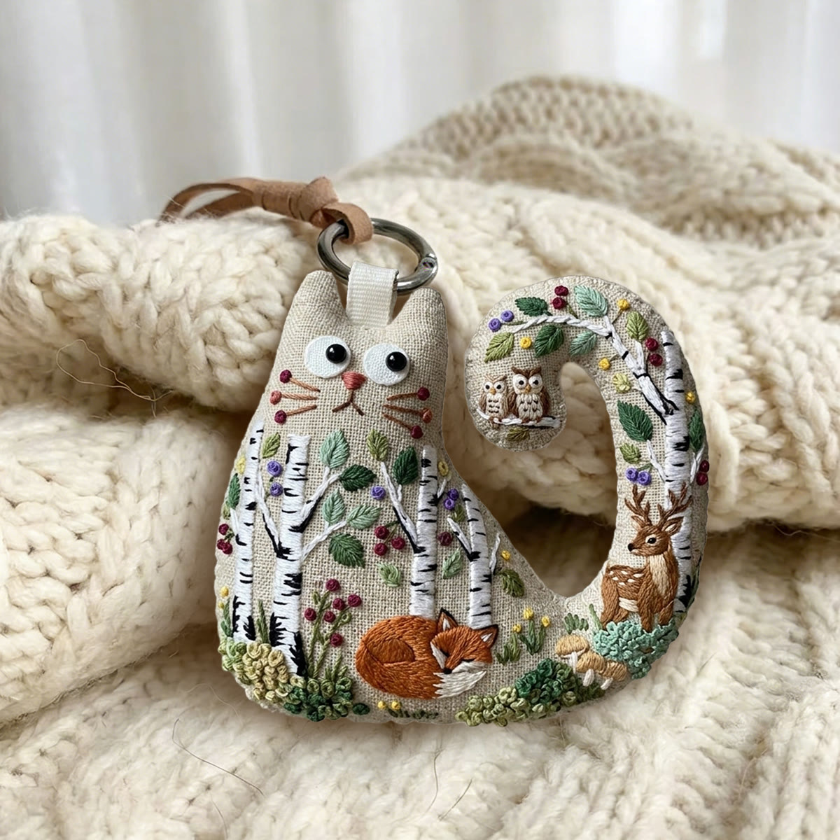 Rubbyoo Cat Embroidery Kit - Fox And Deer Forest Scene | Woodland Baby Shower Gift |  Home Gallery Wall Accent - image 2