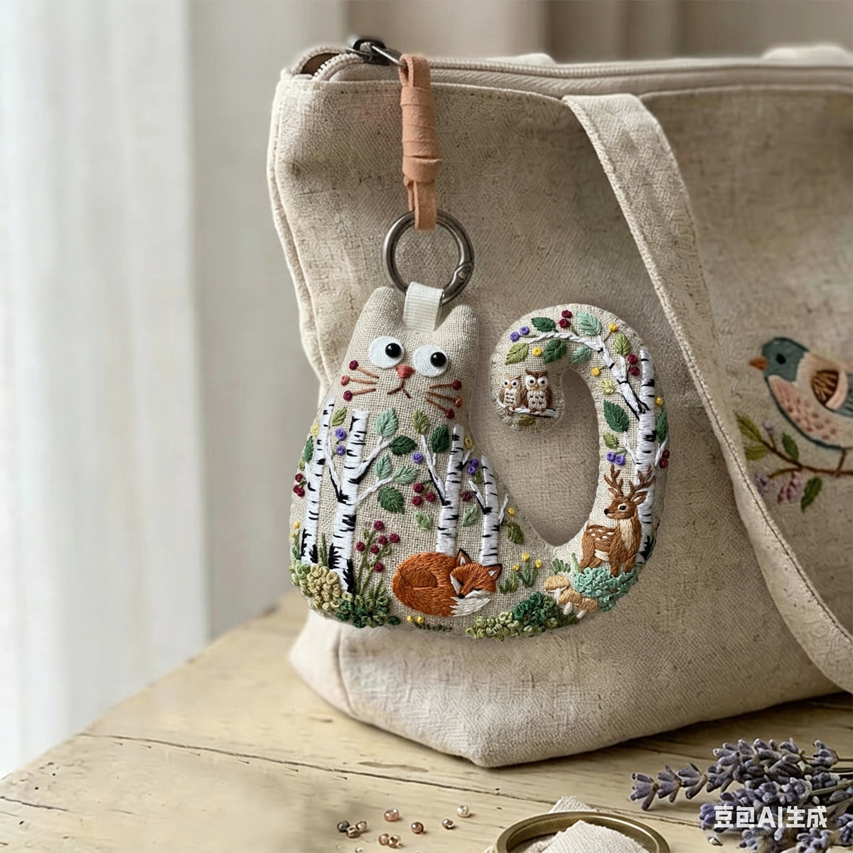 Rubbyoo Cat Embroidery Kit - Fox And Deer Forest Scene | Woodland Baby Shower Gift |  Home Gallery Wall Accent - image 4