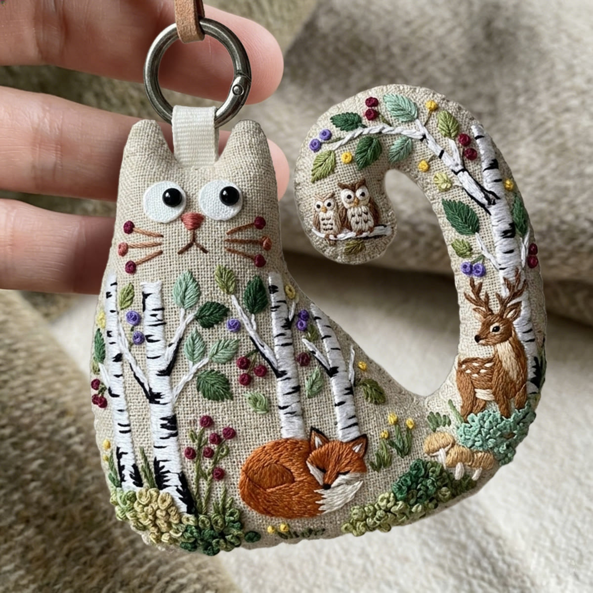 Rubbyoo Cat Embroidery Kit - Fox And Deer Forest Scene | Woodland Baby Shower Gift |  Home Gallery Wall Accent - image 9