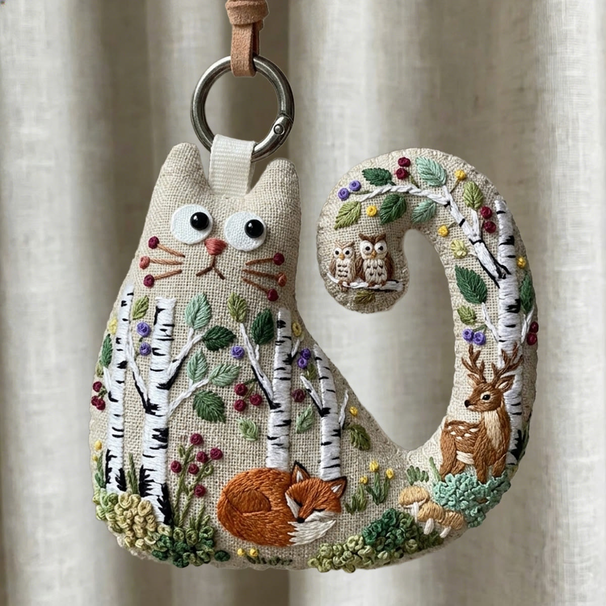 Rubbyoo Cat Embroidery Kit - Fox And Deer Forest Scene | Woodland Baby Shower Gift |  Home Gallery Wall Accent - image 3