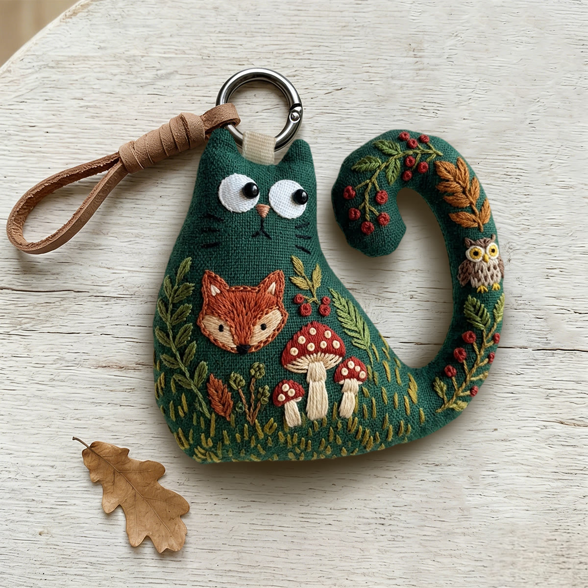 Rubbyoo Cat Embroidery Kit - Red Spotted Amanita Mushrooms | Cozy Gift For Friend | Forest Fairytale Hanging Decor - image 7