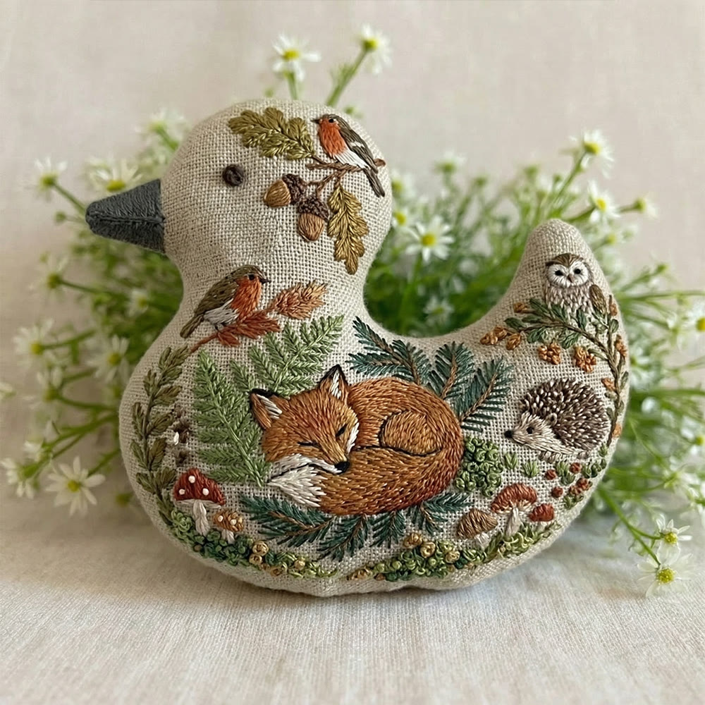 Rubbyoo Duck Embroidery Kit - Sleeping Fox | Handmade Animal Collection | Creative Car Hanging  - image 2
