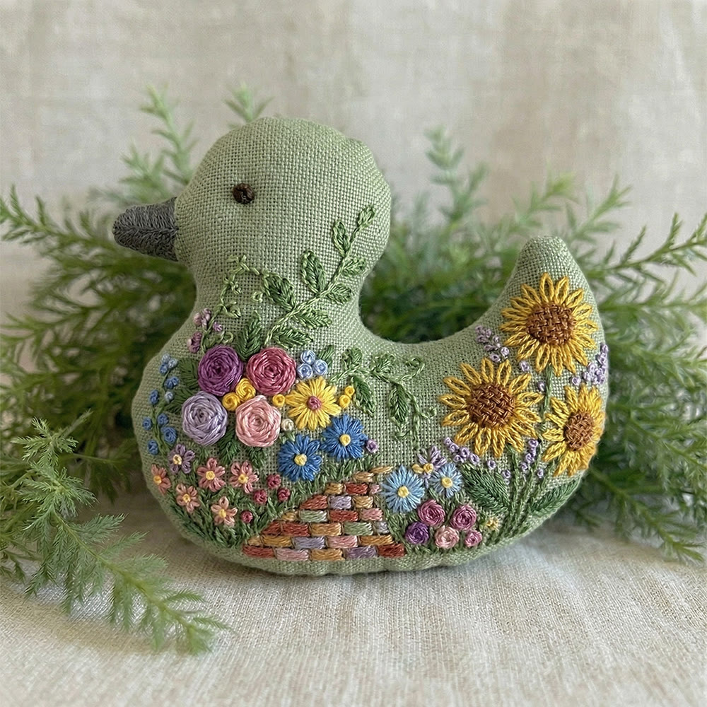Rubbyoo Duck Embroidery Kit -  Charming Garden | Unique Mother Gift Idea | Creative Handmade Art - 6 inches hoop kit - image 1