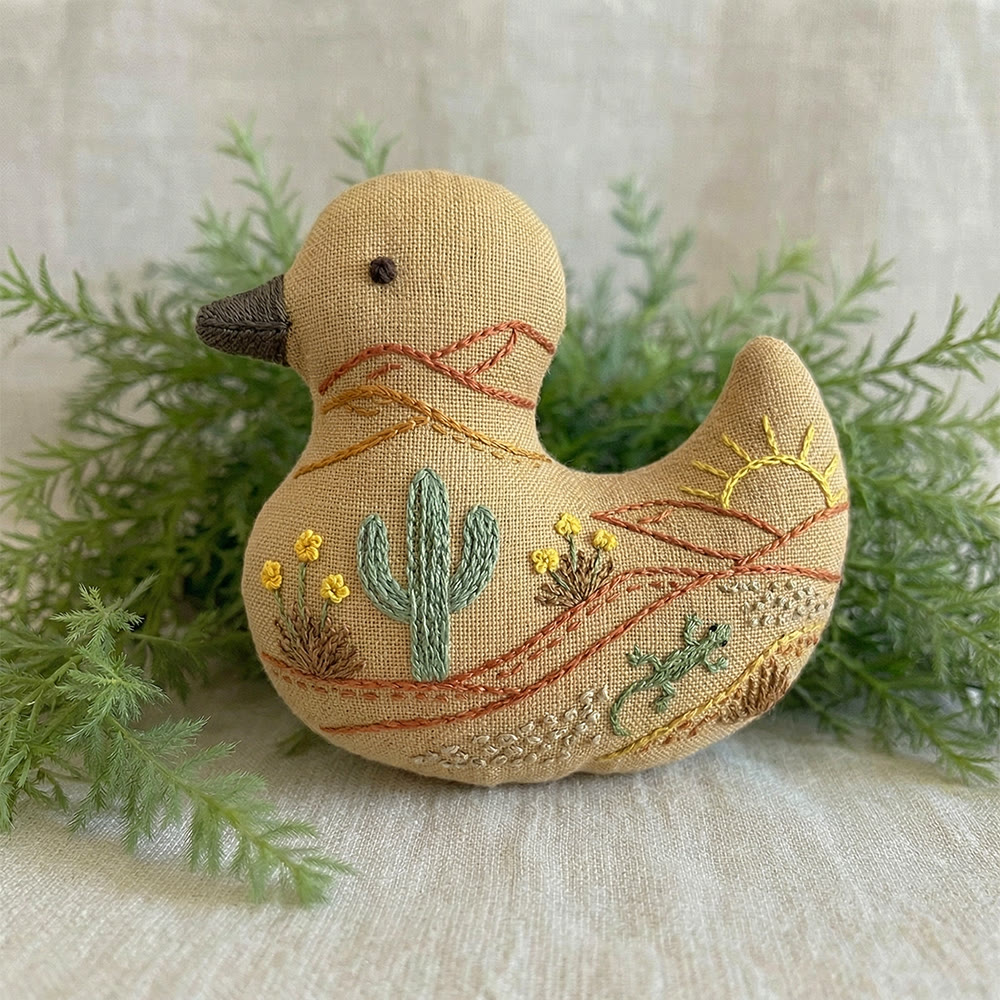 Rubbyoo Duck Embroidery Kit - Sunny Cactus | Landscape Handmade Art | Gift For Her - 6 inches hoop kit - image 1