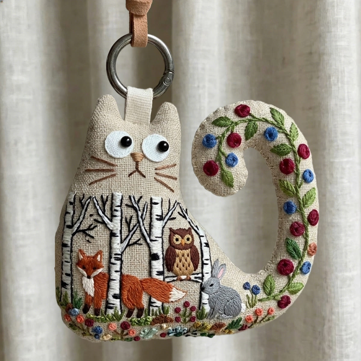 Rubbyoo Cat Embroidery Kit - Fox Owl Rabbit Design | Handmade Gift For Her | Whimsical Animal Bag Accessory - image 3