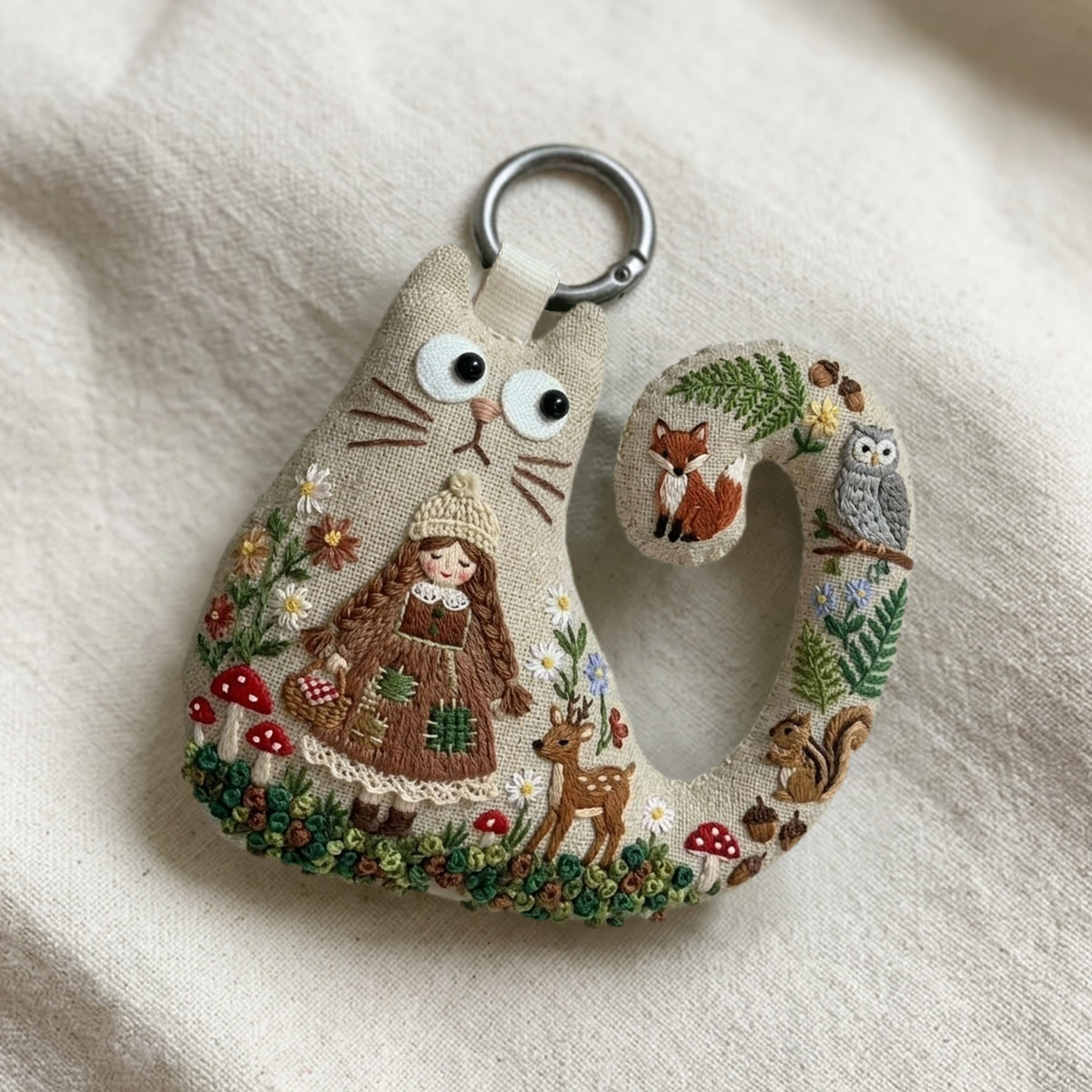 Rubbyoo Cat Embroidery Kit - Cute Girl With Braids | Woodland Hygge Gift | Hygge Hanging Decor - image 6