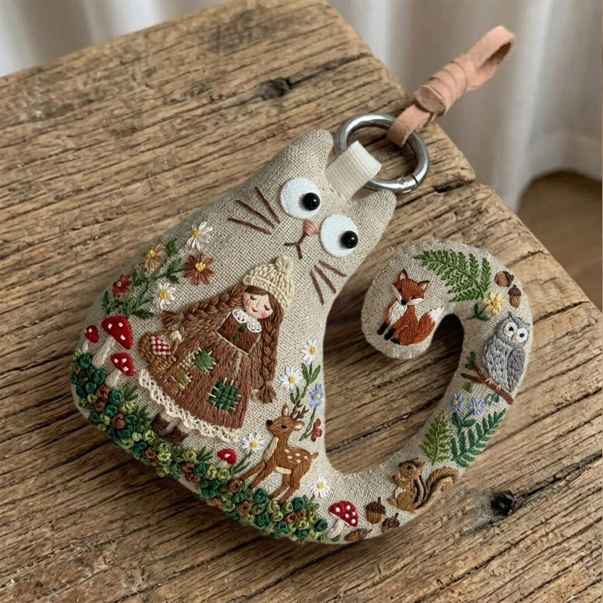 Rubbyoo Cat Embroidery Kit - Cute Girl With Braids | Woodland Hygge Gift | Hygge Hanging Decor - image 7