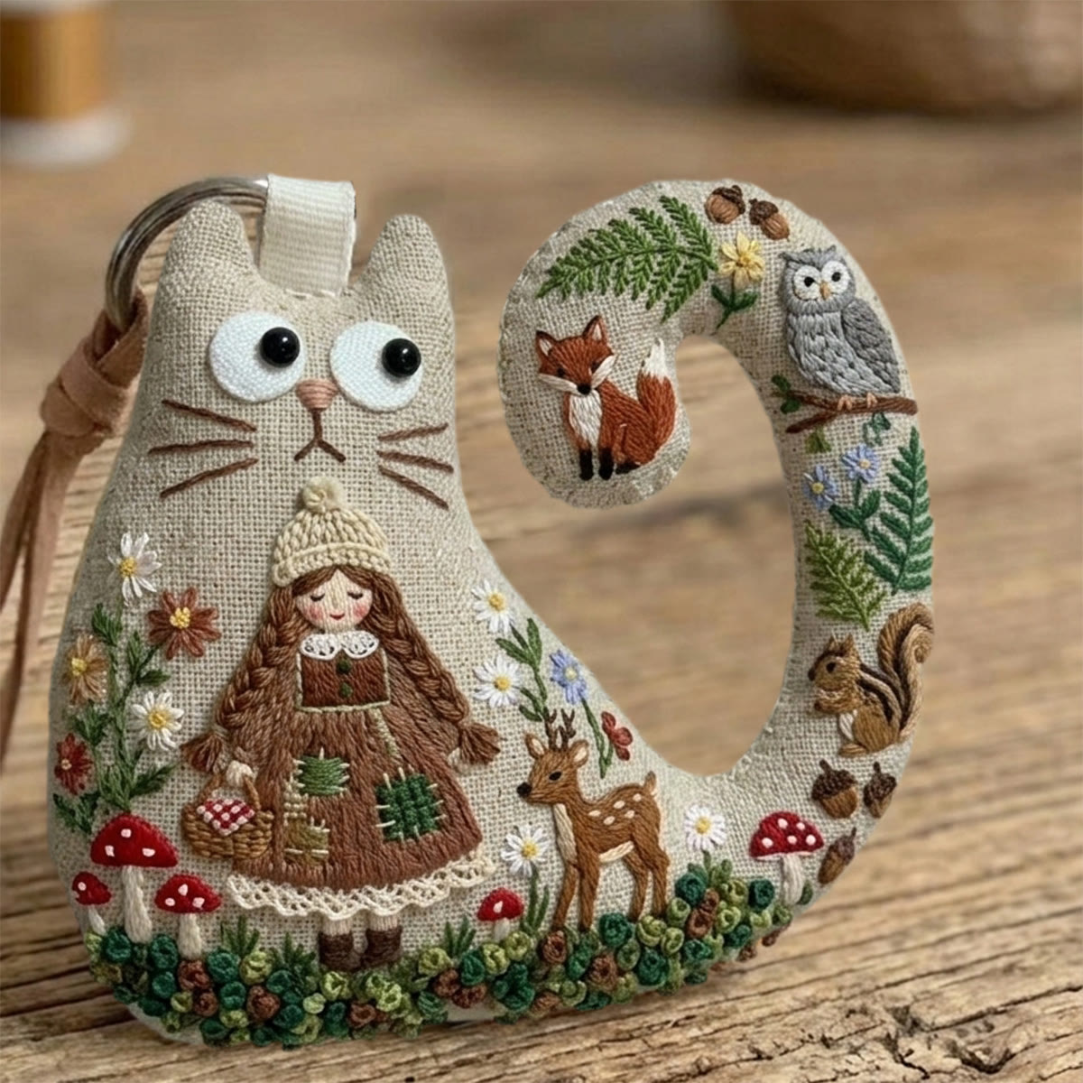 Rubbyoo Cat Embroidery Kit - Cute Girl With Braids | Woodland Hygge Gift | Hygge Hanging Decor - image 8