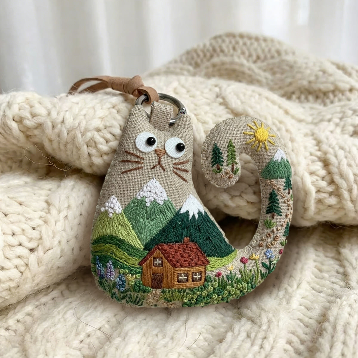 Rubbyoo Cat Embroidery Kit - Snow-capped Mountains | New Home Gift | Diy Nursery Decor - image 2