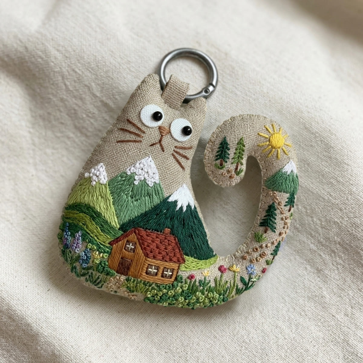 Rubbyoo Cat Embroidery Kit - Snow-capped Mountains | New Home Gift | Diy Nursery Decor - image 5