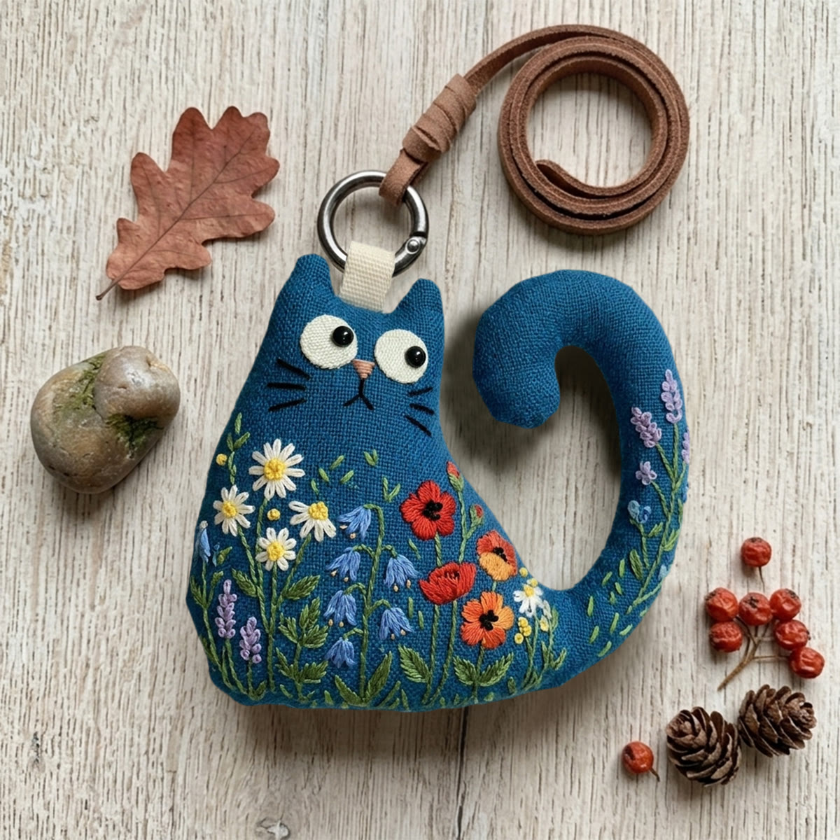 Rubbyoo Cat Embroidery Kit - Blooming Flowers | Mother's Day Gift | Diy Starter Craft Kit For Adults - 6 inches hoop kit - image 1