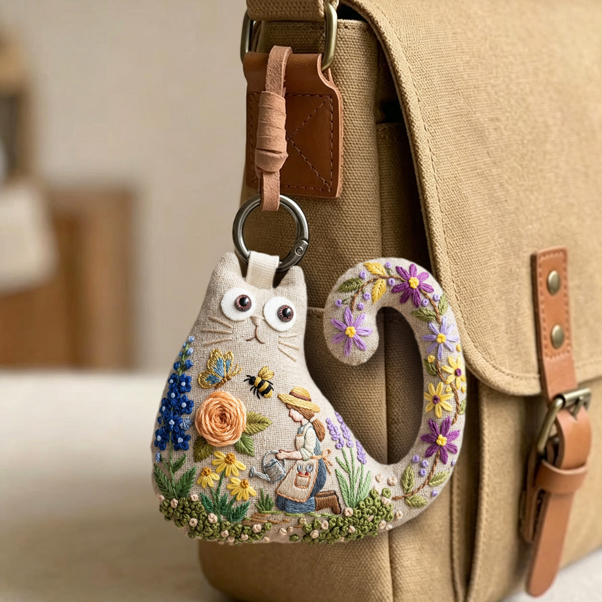 Rubbyoo Cat Embroidery Kit - Gardening Lady | Cheerful Mothers Day Gift | Unique Handmade Hanging Decor - image 3