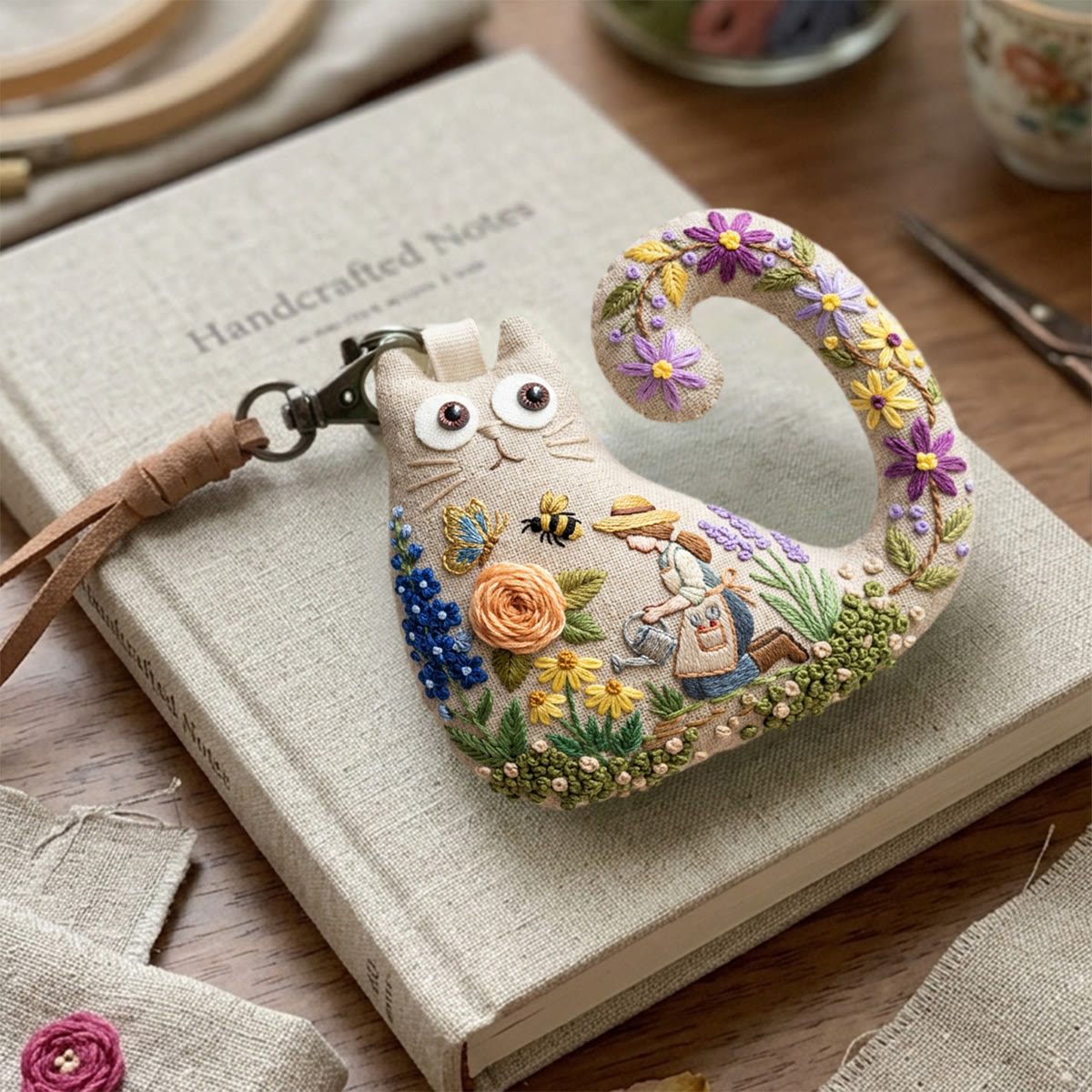 Rubbyoo Cat Embroidery Kit - Gardening Lady | Cheerful Mothers Day Gift | Unique Handmade Hanging Decor - image 9