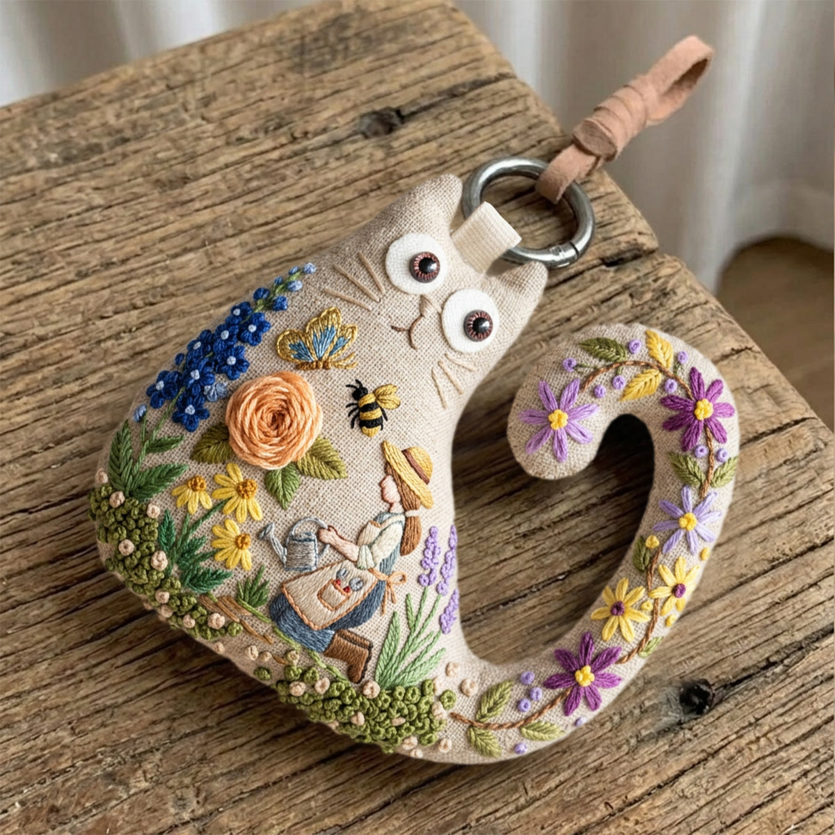 Rubbyoo Cat Embroidery Kit - Gardening Lady | Cheerful Mothers Day Gift | Unique Handmade Hanging Decor - image 5