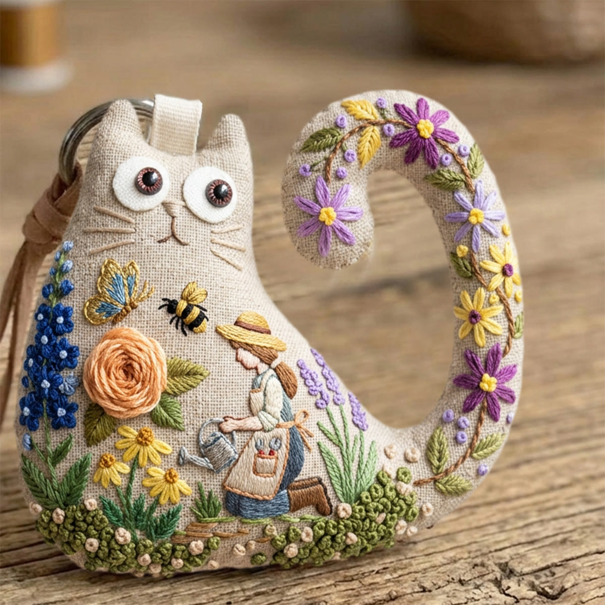 Rubbyoo Cat Embroidery Kit - Gardening Lady | Cheerful Mothers Day Gift | Unique Handmade Hanging Decor - image 8