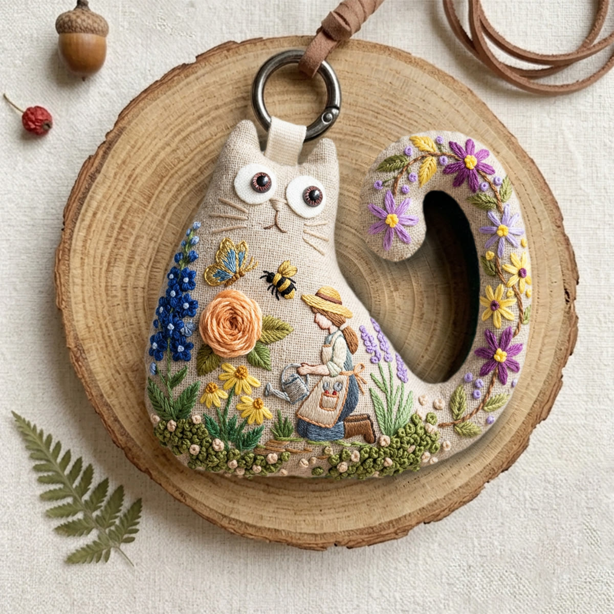 Rubbyoo Cat Embroidery Kit - Gardening Lady | Cheerful Mothers Day Gift | Unique Handmade Hanging Decor - image 7