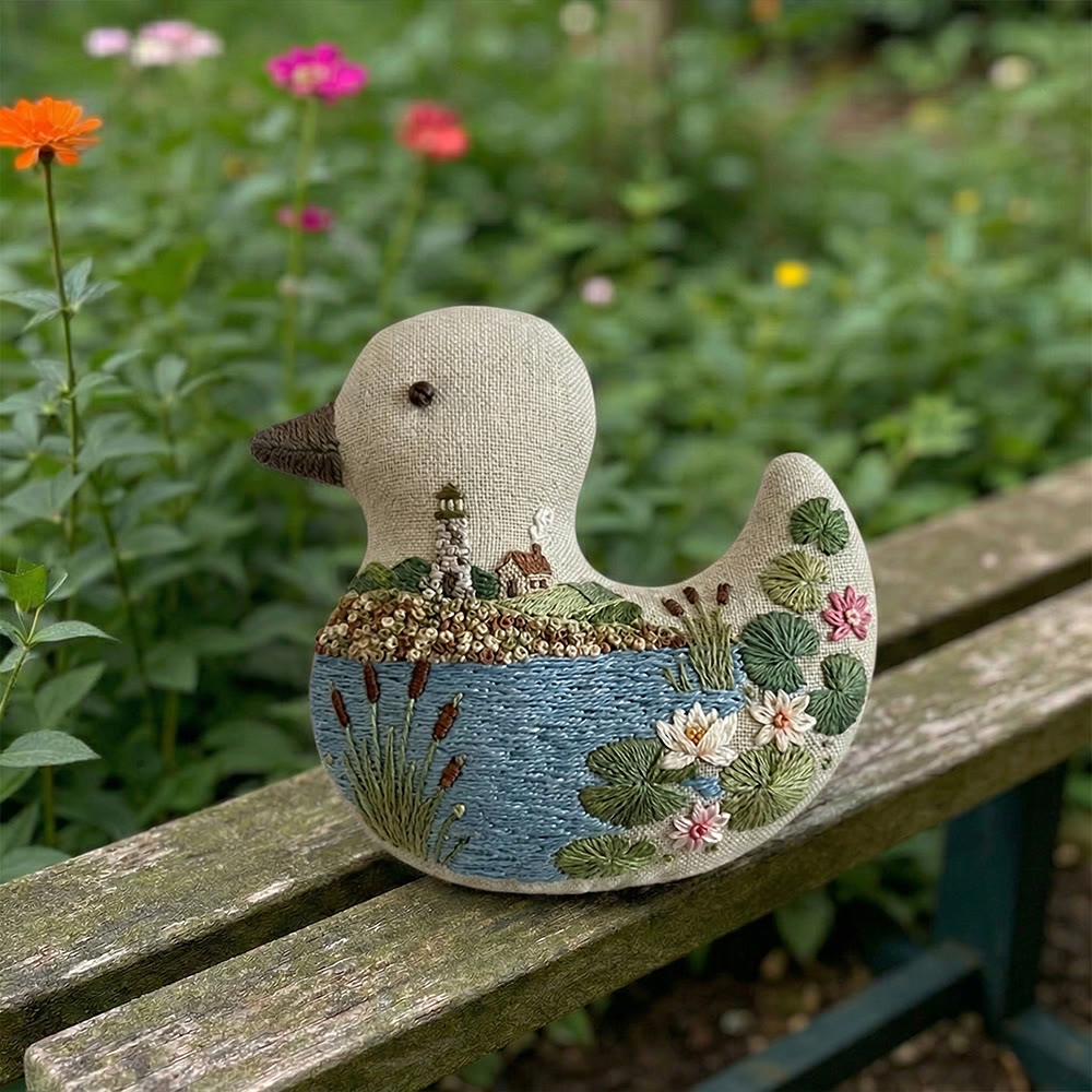 Rubbyoo Duck Embroidery Kit - Water Town Lotus |  Lovely Handmade Gift | Exquisite Small Ornament - image 4