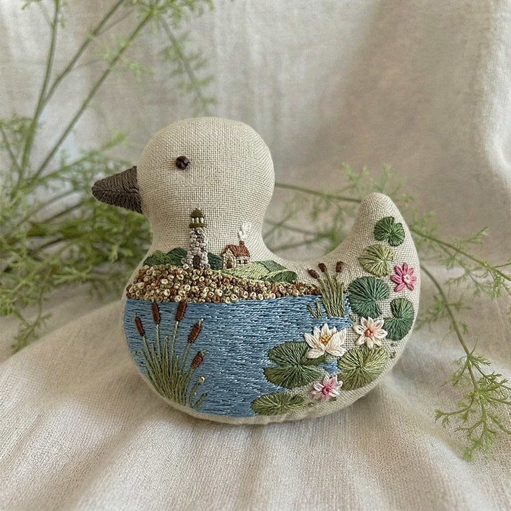 Rubbyoo Duck Embroidery Kit - Water Town Lotus |  Lovely Handmade Gift | Exquisite Small Ornament - image 7