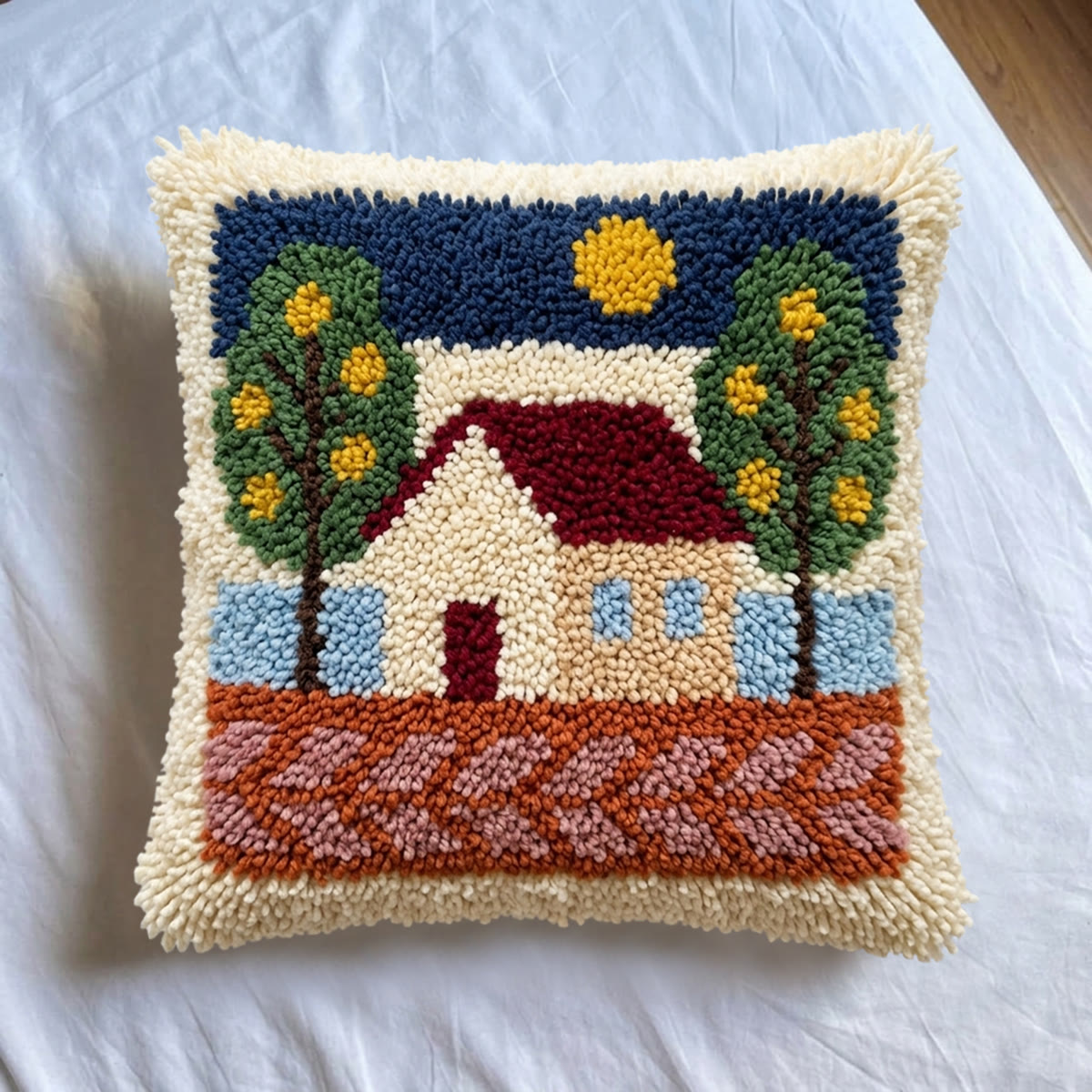 Rubbyoo Latch Hook Pillow Kit - Forest Cabin | Diy Housewarming Craft | Pperfect Gift For Friend - image 7