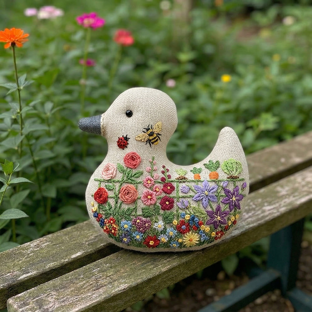 Rubbyoo Duck Embroidery Kit - Bee Blooming Garden | Small Pendant Decor | Creative Gift For Mother - image 6