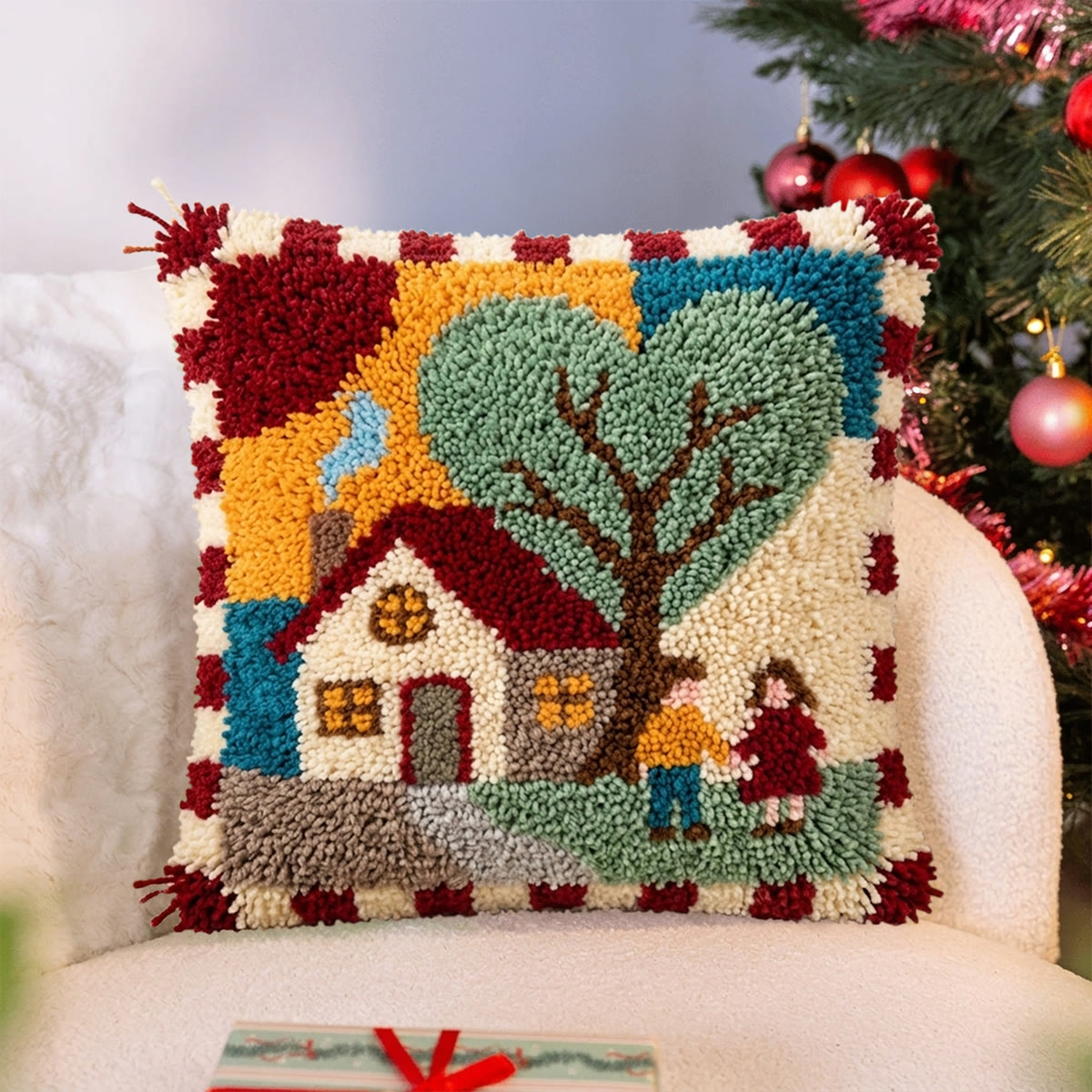 Rubbyoo Latch Hook Pillow Kit - Love Nest | Handmade Wedding Craft | Decorative Cushion Cover - image 2