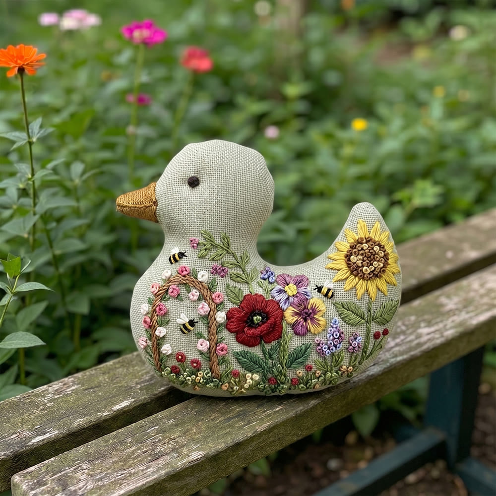 Rubbyoo Duck Embroidery Kit - Bee Sunflower Blooming | Bag Pendant | Creative Handmade Gift Idea - image 7