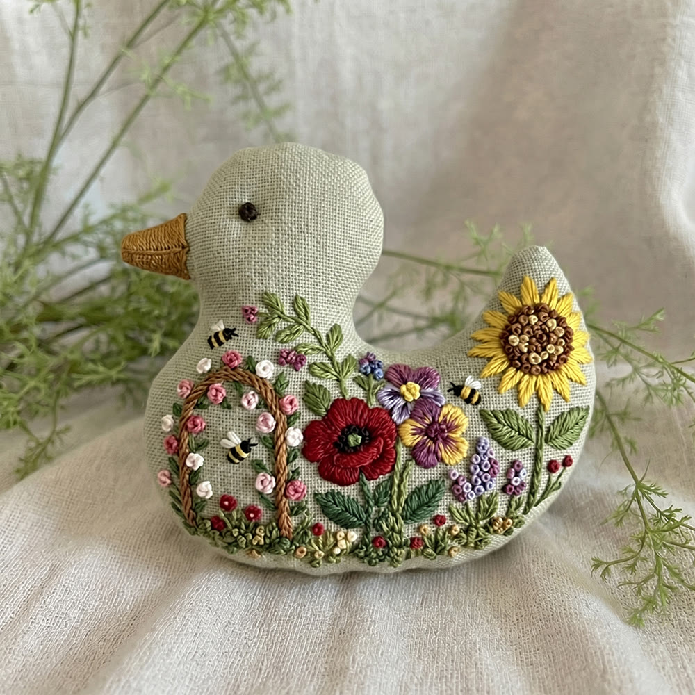 Rubbyoo Duck Embroidery Kit - Bee Sunflower Blooming | Bag Pendant | Creative Handmade Gift Idea - image 6