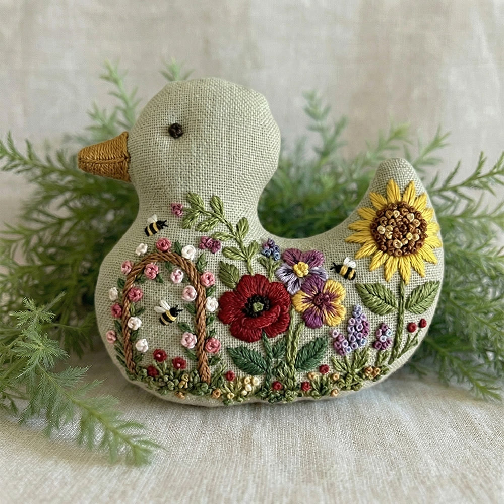 Rubbyoo Duck Embroidery Kit - Bee Sunflower Blooming | Bag Pendant | Creative Handmade Gift Idea - image 5