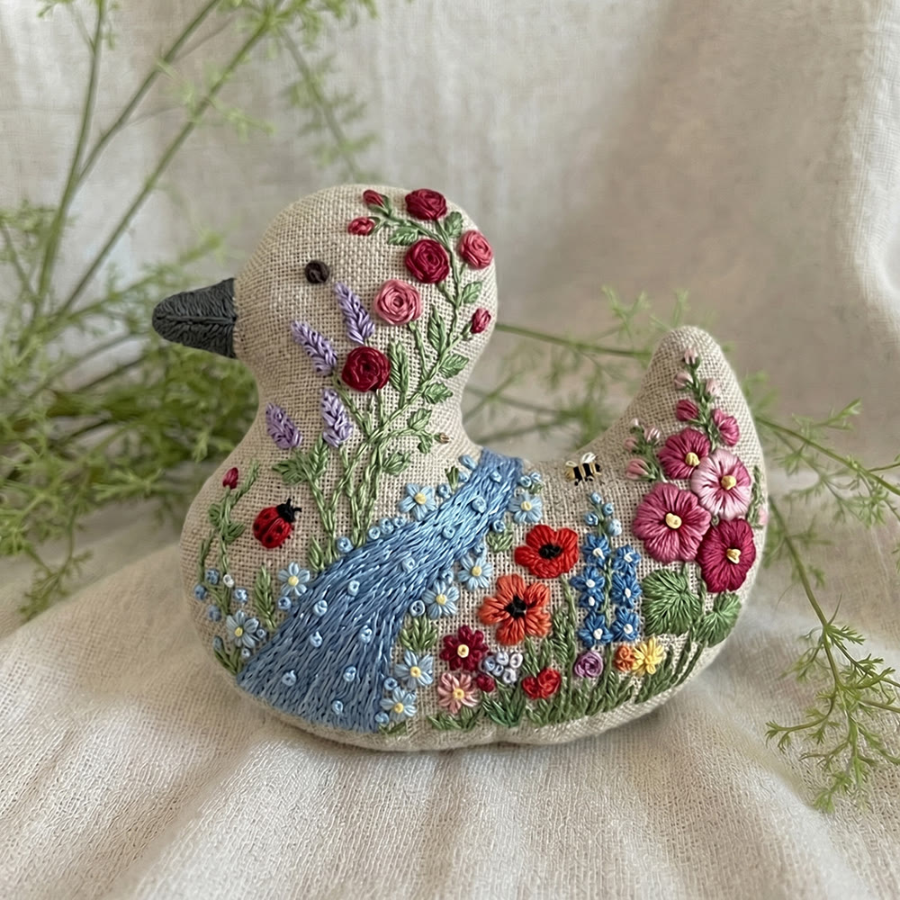 Rubbyoo Duck Embroidery Kit - Stream Rose Garden | Flowering Handmade Art | Gift For Mother - image 5