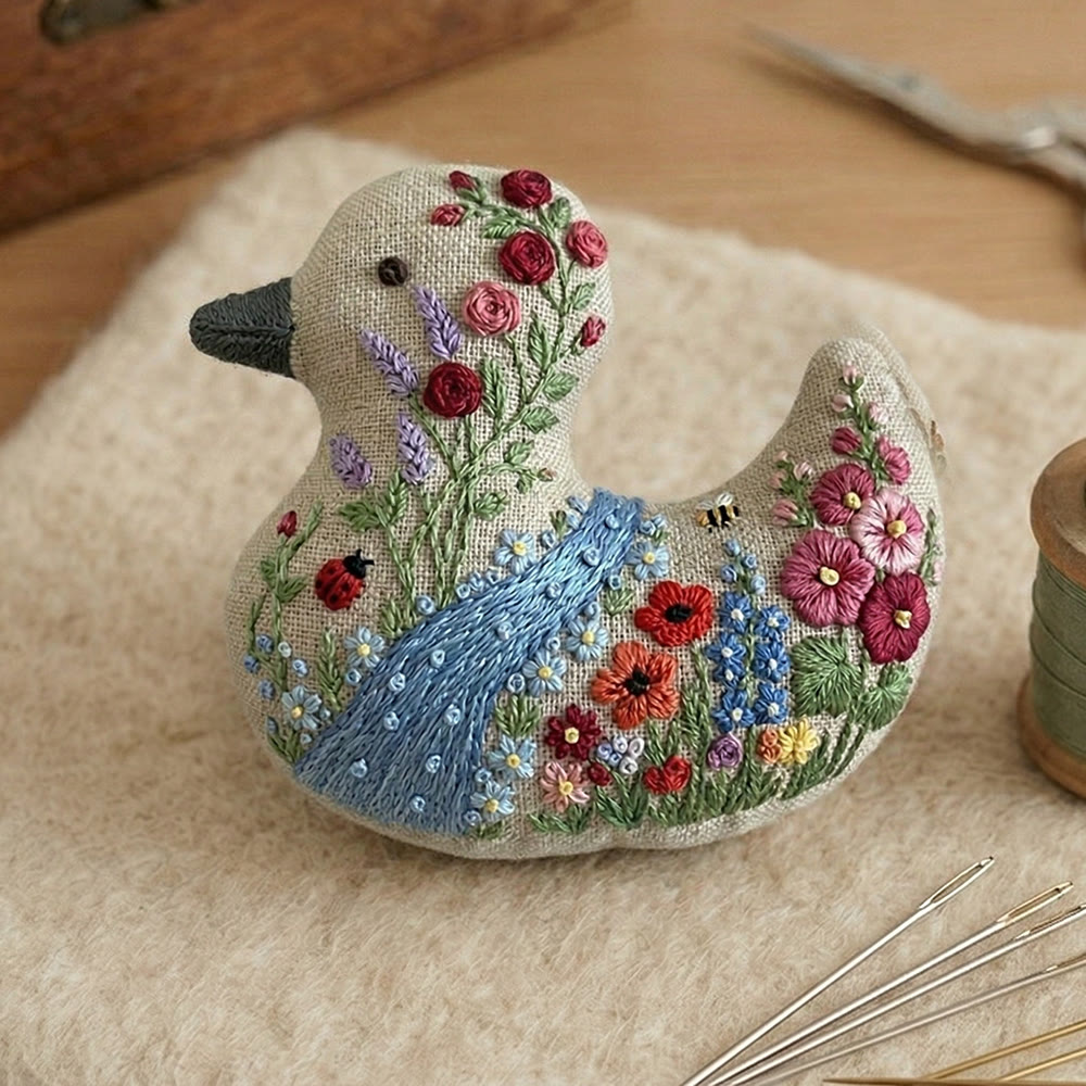 Rubbyoo Duck Embroidery Kit - Stream Rose Garden | Flowering Handmade Art | Gift For Mother - image 3