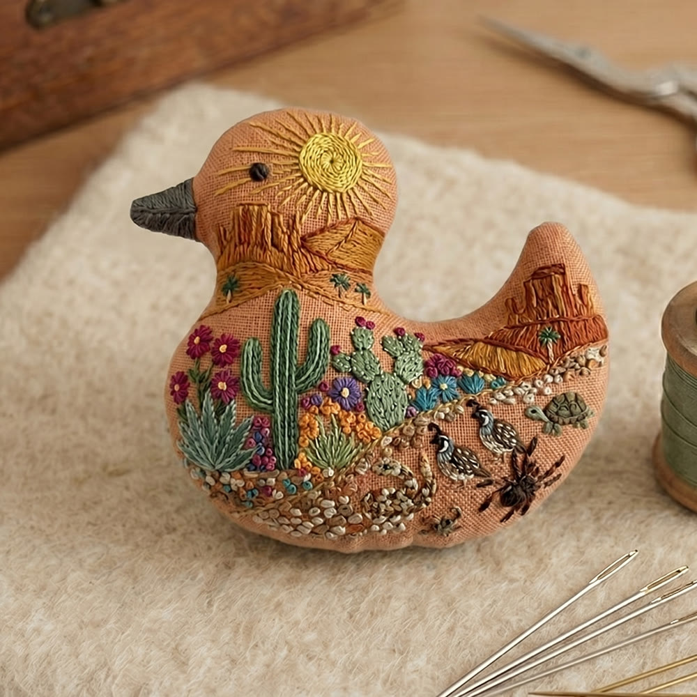 Rubbyoo Duck Embroidery Kit - Desert Scenery Cactus Floral | Landscape Handmade Art | Gift For Her - image 2