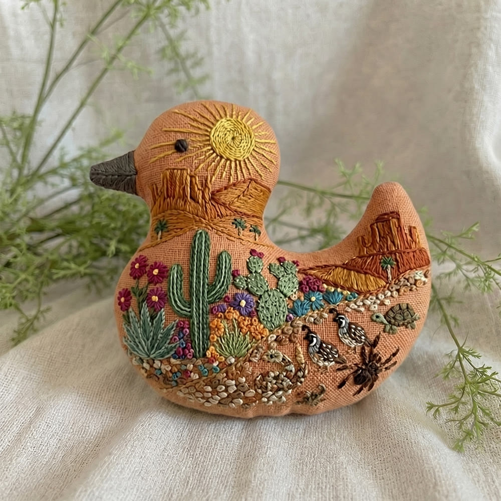 Rubbyoo Duck Embroidery Kit - Desert Scenery Cactus Floral | Landscape Handmade Art | Gift For Her - image 3