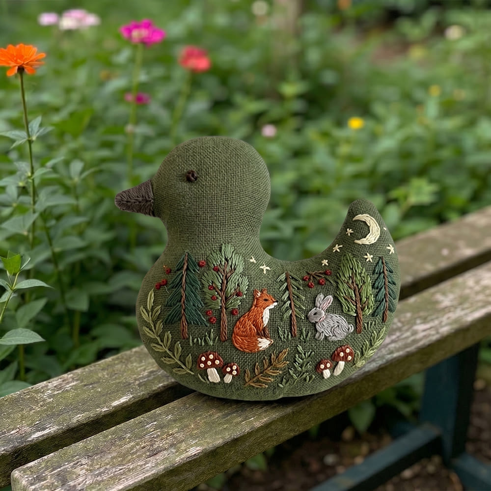 Rubbyoo Duck Embroidery Kit - Woodland Scene Fox Rabbit | Keychain Ornament | Creative Gift For Friends - image 7