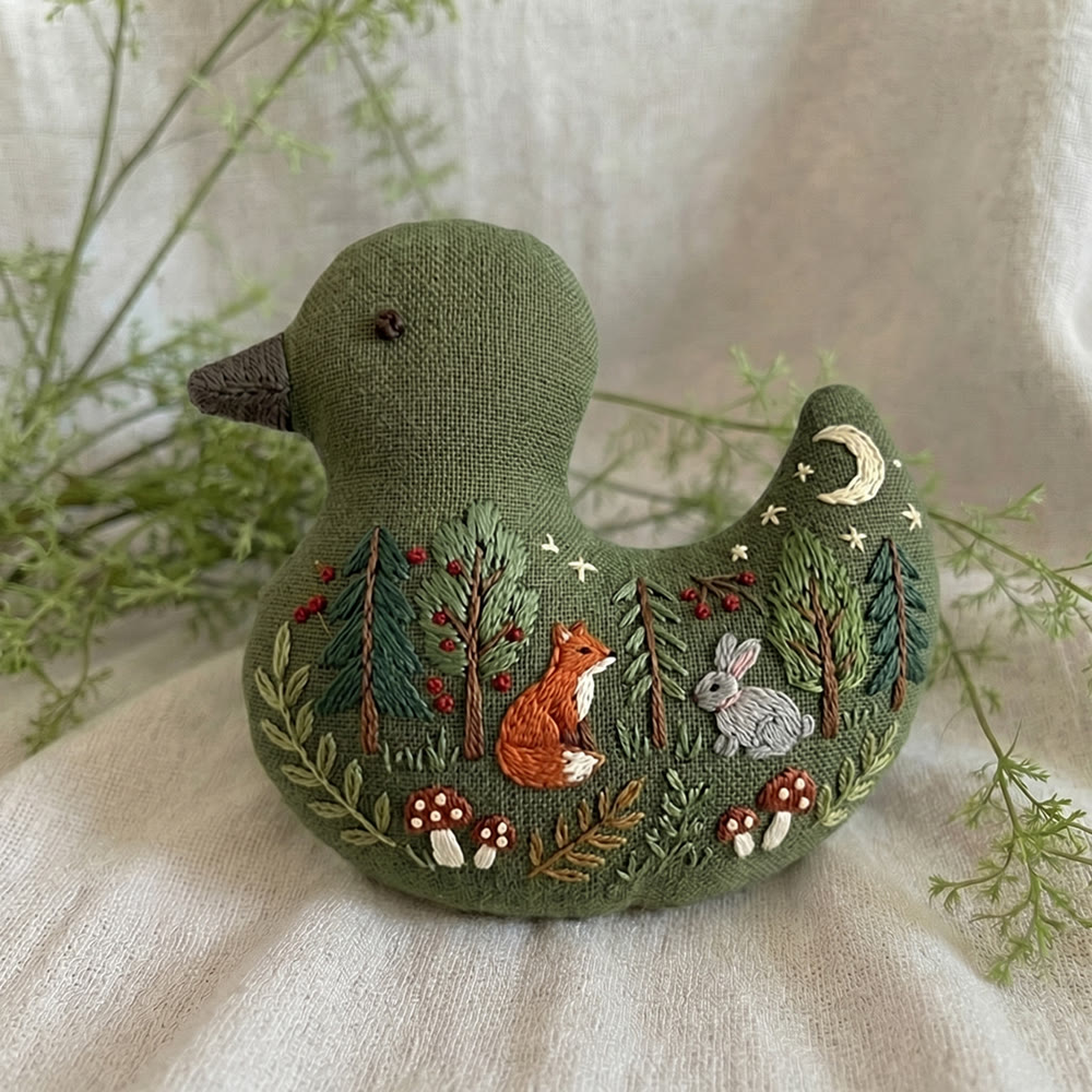 Rubbyoo Duck Embroidery Kit - Woodland Scene Fox Rabbit | Keychain Ornament | Creative Gift For Friends - image 4