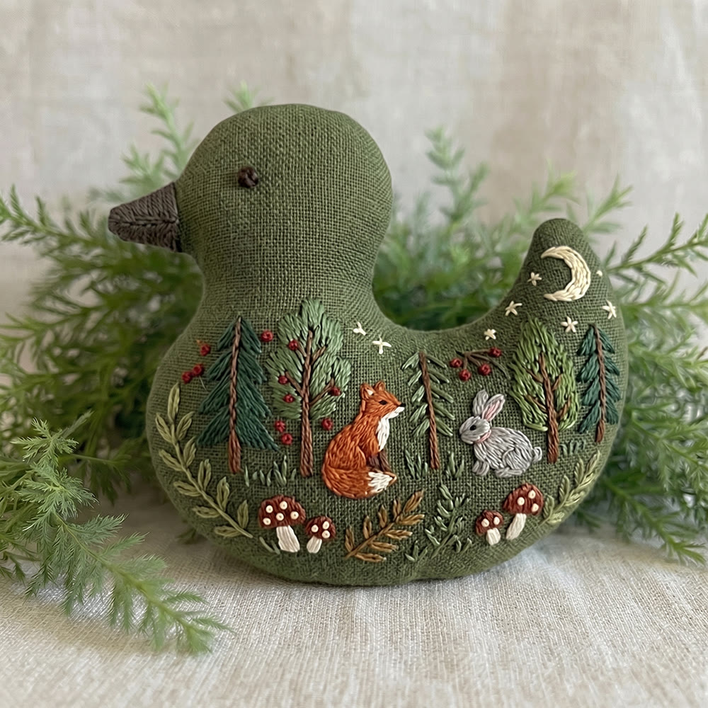 Rubbyoo Duck Embroidery Kit - Woodland Scene Fox Rabbit | Keychain Ornament | Creative Gift For Friends - image 6