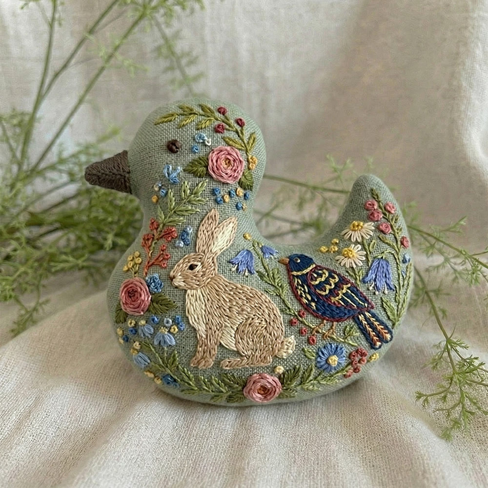 Rubbyoo Duck Embroidery Kit - Bunny Bird Flower Garden | Keychain Ornament | Unique Diy Craft Decor - image 6