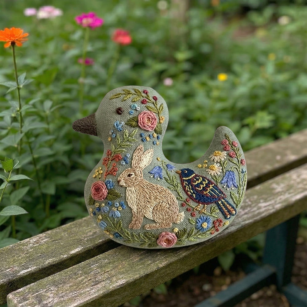 Rubbyoo Duck Embroidery Kit - Bunny Bird Flower Garden | Keychain Ornament | Unique Diy Craft Decor - image 4