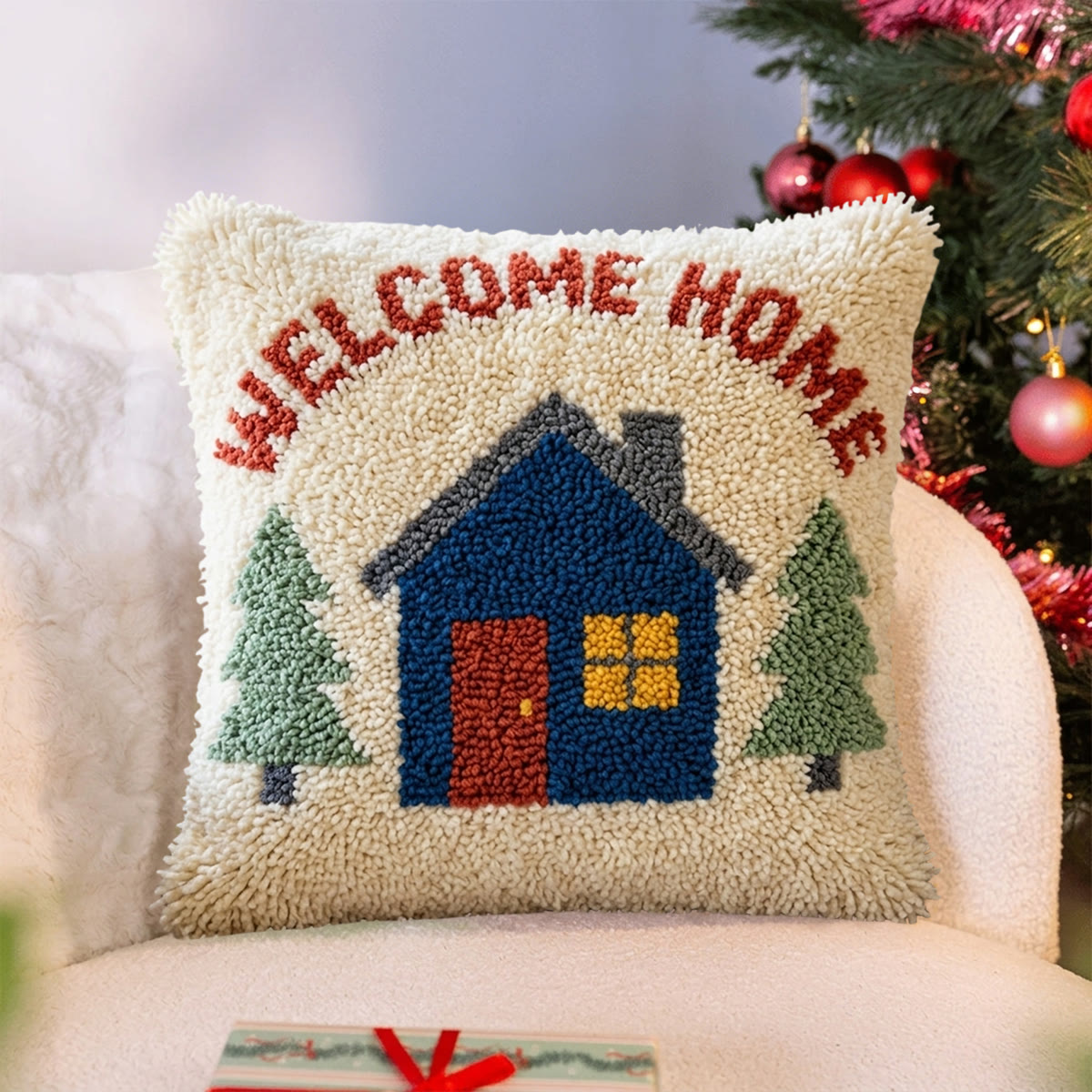 Rubbyoo Latch Hook Pillow Kit - Welcome Home | Living Room Decor | Nice Birthday Gift - image 2