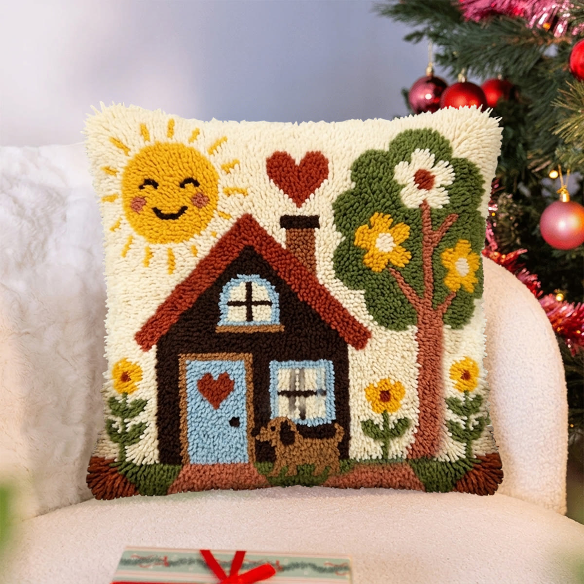 Rubbyoo Latch Hook Pillow Kit - Sunny Cottage Bliss | Handmade Pillow Cover | New Home Accent - image 2