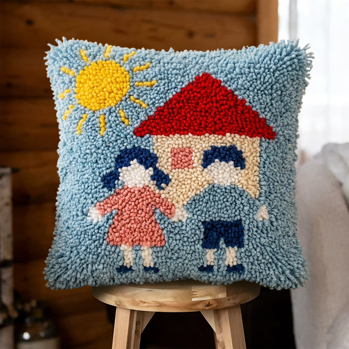 Rubbyoo Latch Hook Pillow Kit - Adorable Child | Diy Cushion Set | Unique Handmade Gift - 43*43cm - image 1
