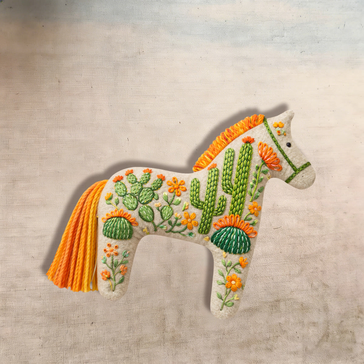 Rubbyoo Dala Horse Embroidery Kit - Cactus And Prickly Pear | Unique Gift For Plant Lovers | Boho Bag Charm - image 6