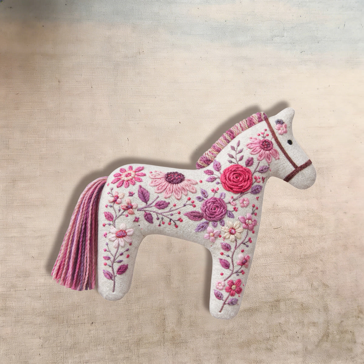 Rubbyoo Dala Horse Embroidery Kit - Pink Roses And Mauve Peonies | Romantic Mother's Day Gift | Aesthetic Bag Accessory - image 6