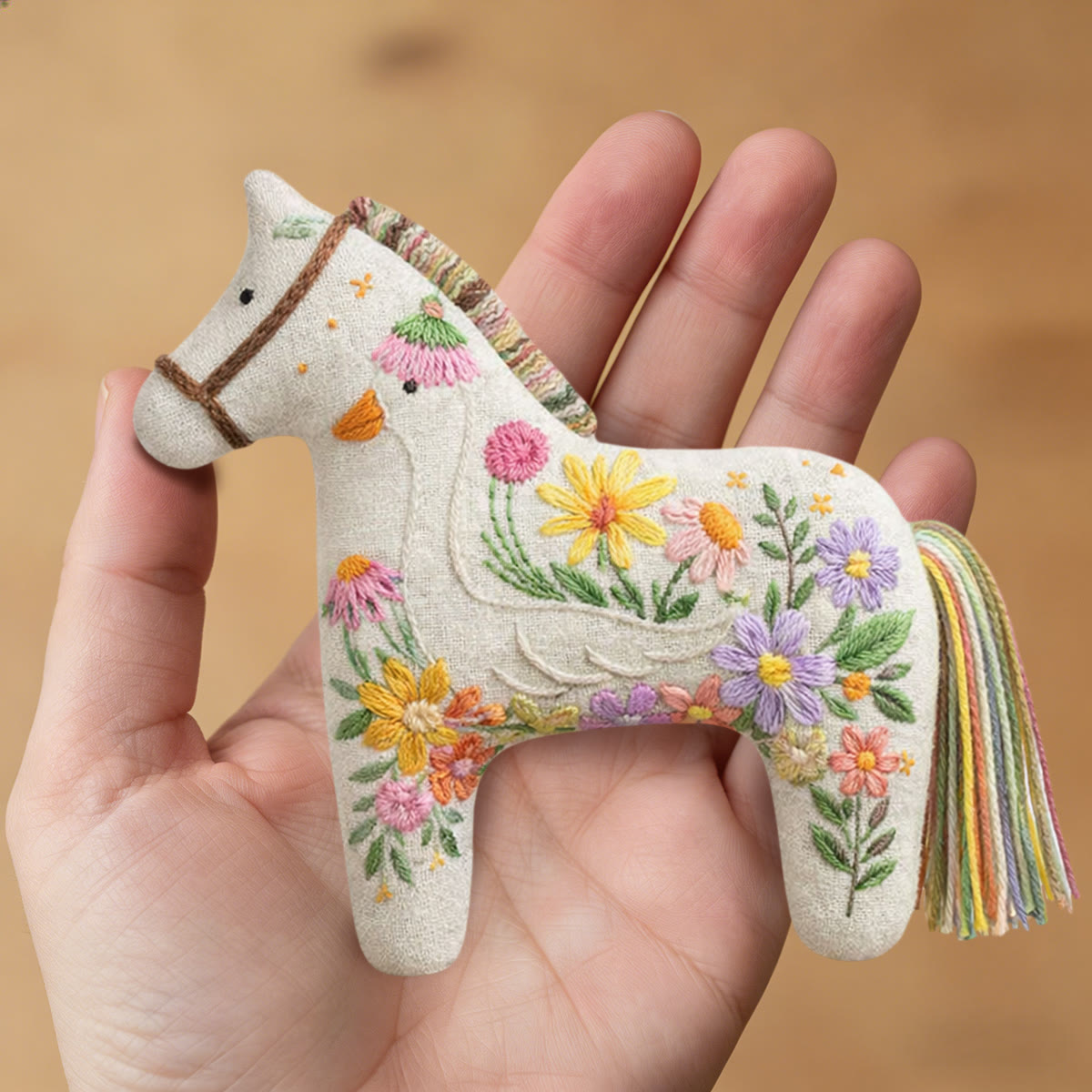 Rubbyoo Dala Horse Embroidery Kit - Floral Swan Design | Whimsical Gift For Moms | Scandinavian Folk Art Hanging Decor - image 8