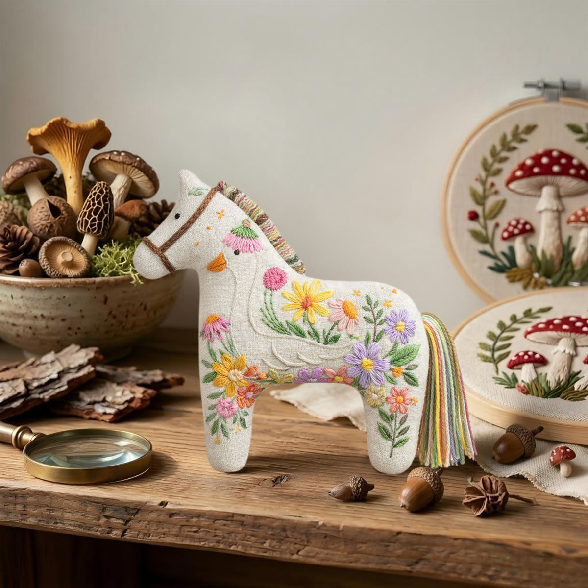 Rubbyoo Dala Horse Embroidery Kit - Floral Swan Design | Whimsical Gift For Moms | Scandinavian Folk Art Hanging Decor - image 7