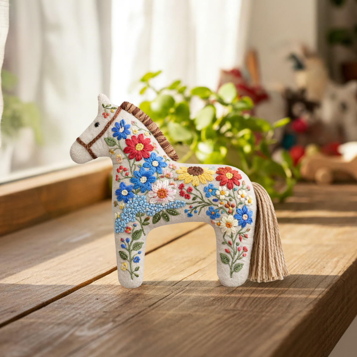 Rubbyoo Dala Horse Embroidery Kit - Bold Red Poppies | Unique Diy Birthday Gift | Boho Floral Bag Charm - image 4
