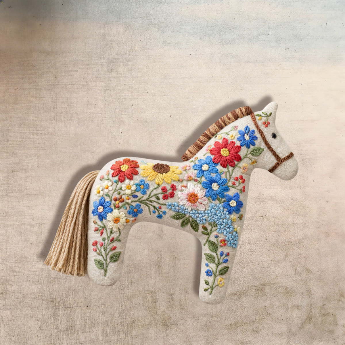 Rubbyoo Dala Horse Embroidery Kit - Bold Red Poppies | Unique Diy Birthday Gift | Boho Floral Bag Charm - image 5