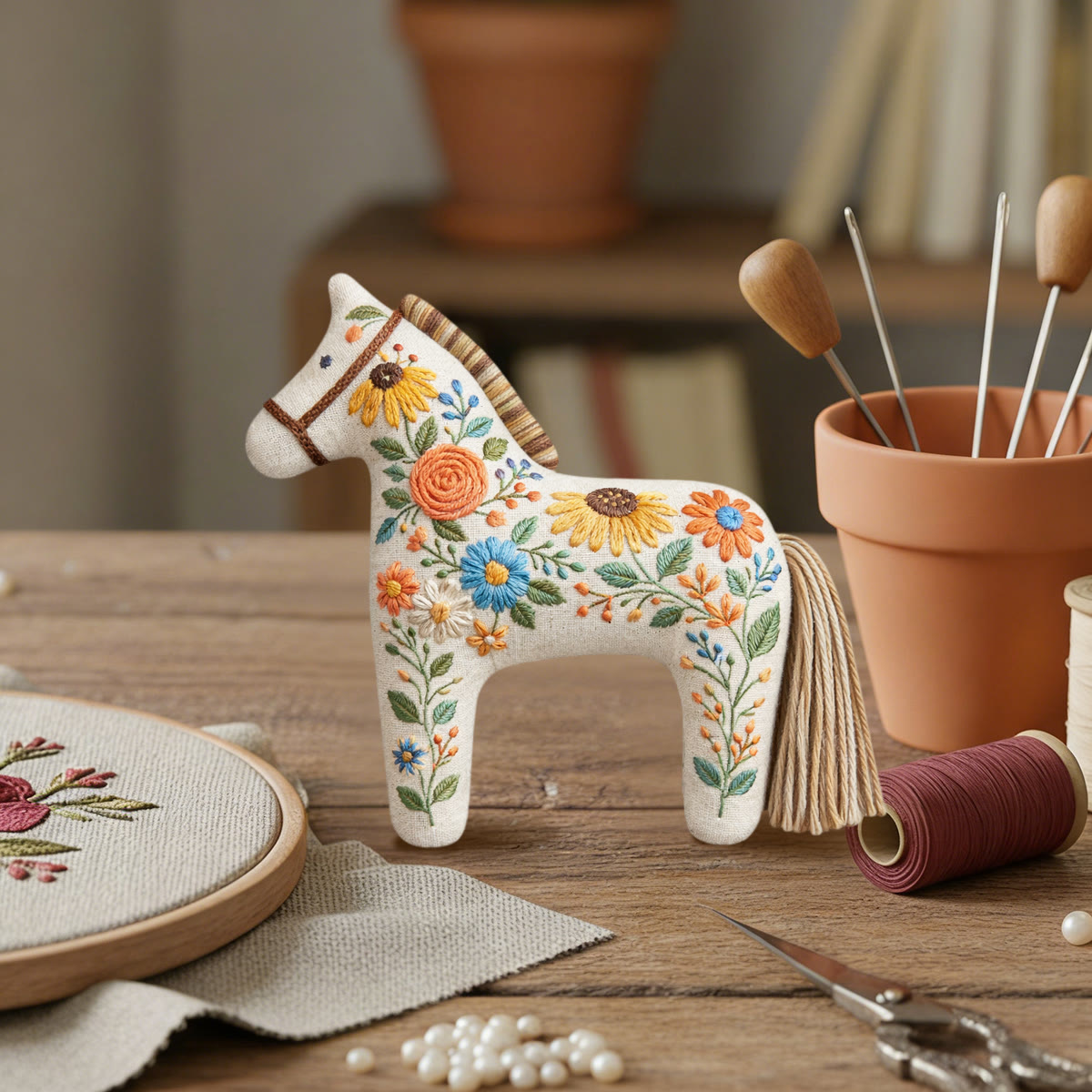 Rubbyoo Dala Horse Embroidery Kit - Wild Meadow Flowers | Beginner Diy Hand Craft | Cheerful Mother's Day - image 5